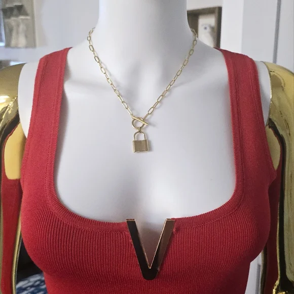 Luxury Style 18K gold plated Stainless steel "Lock" necklace, Intensity - Picture 7 of 7